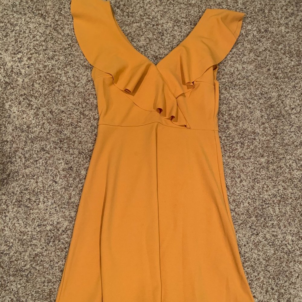 Quiz Yellow/Gold Ruffle Skater Dress Size 6